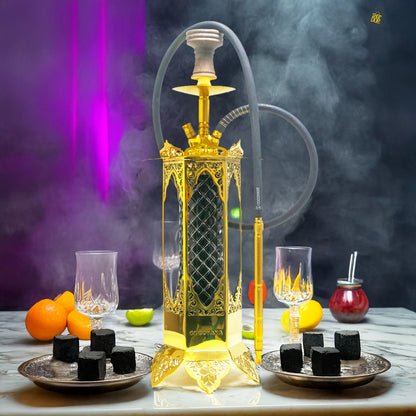 COCOYAYA Minar Hookah - Gold Stem / Black Bottle Base