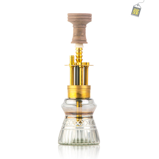 COCOYAYA Machine Gun Hookah - Gold Stem (Cut Glass Base)