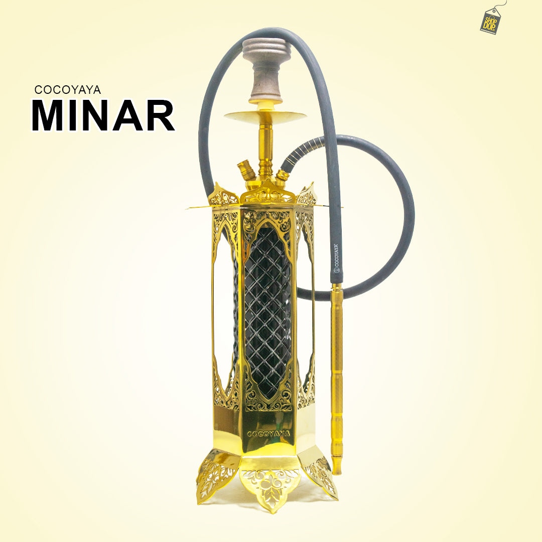 COCOYAYA Minar Hookah - Gold Stem / Black Bottle Base