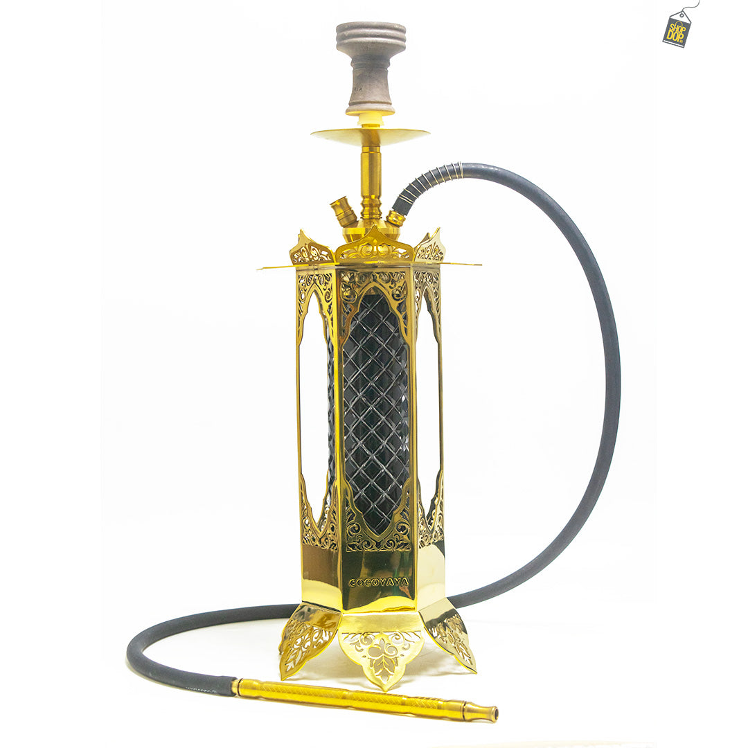 COCOYAYA Minar Hookah - Gold Stem / Black Bottle Base