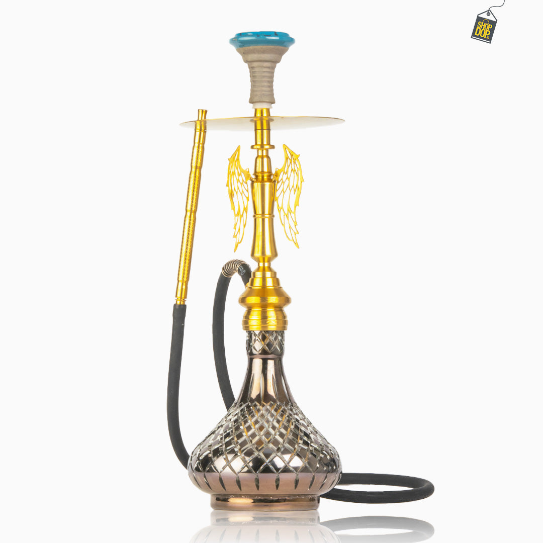 COCOYAYA Shadow Hookah (Angel Series) - Gold Stem / Cut Glass Base