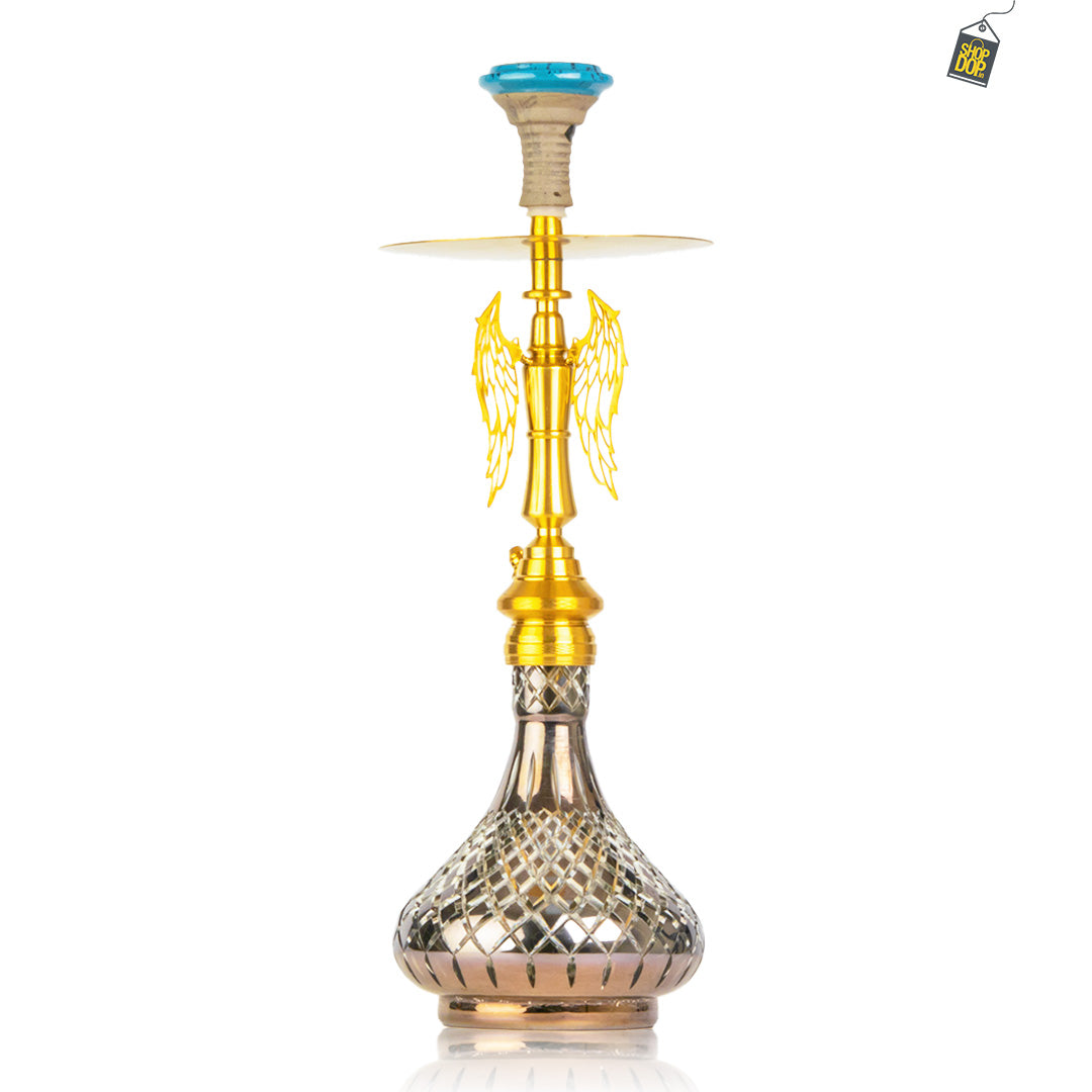 COCOYAYA Shadow Hookah (Angel Series) - Gold Stem / Cut Glass Base