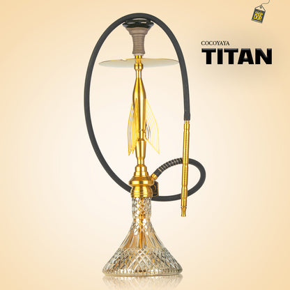 COCOYAYA Titan Hookah (Angel Series) - Gold Stem / Cut Glass Base