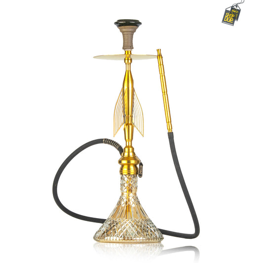 COCOYAYA Titan Hookah (Angel Series) - Gold Stem / Cut Glass Base