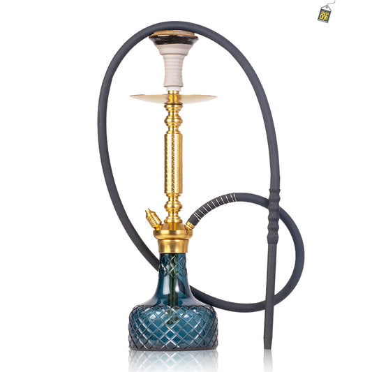 COCOYAYA Valencia Hookah - Gold Stem / Blue Base
