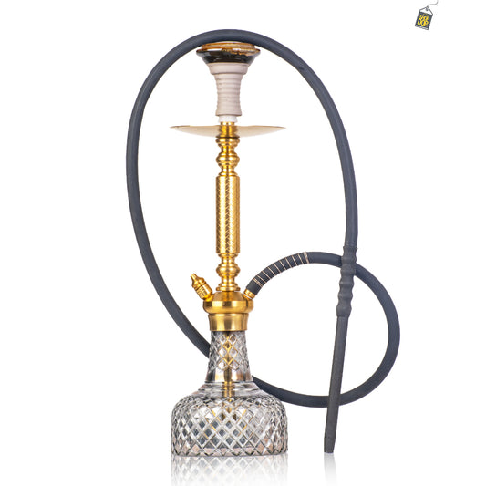 COCOYAYA Valencia Hookah - Gold Stem / Cut Glass Base