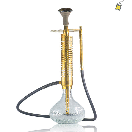 COCOYAYA Vivanta Hookah (Ferro Series) - Gold Stem / Crackle Glass Base