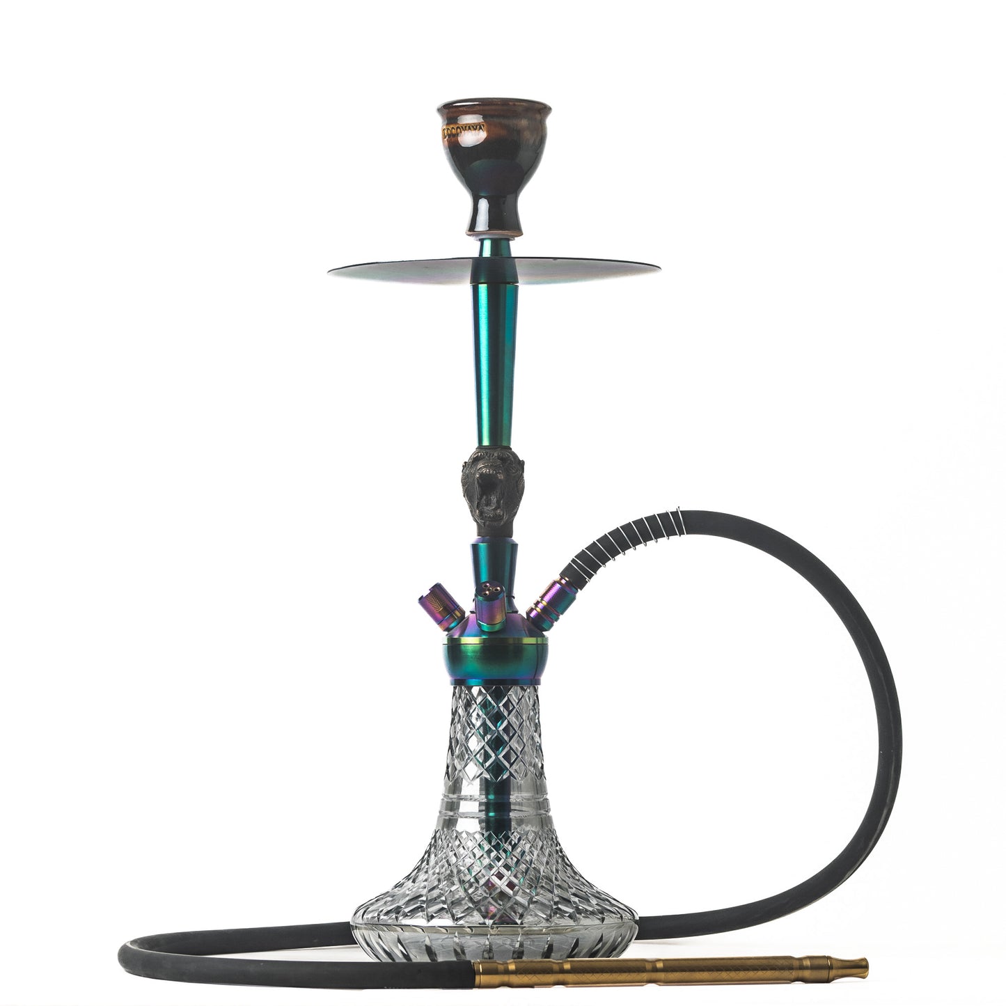 COCOYAYA Jo Hookah - Moksha Series (Grey Base/Rainbow Stem) - Cut Glass