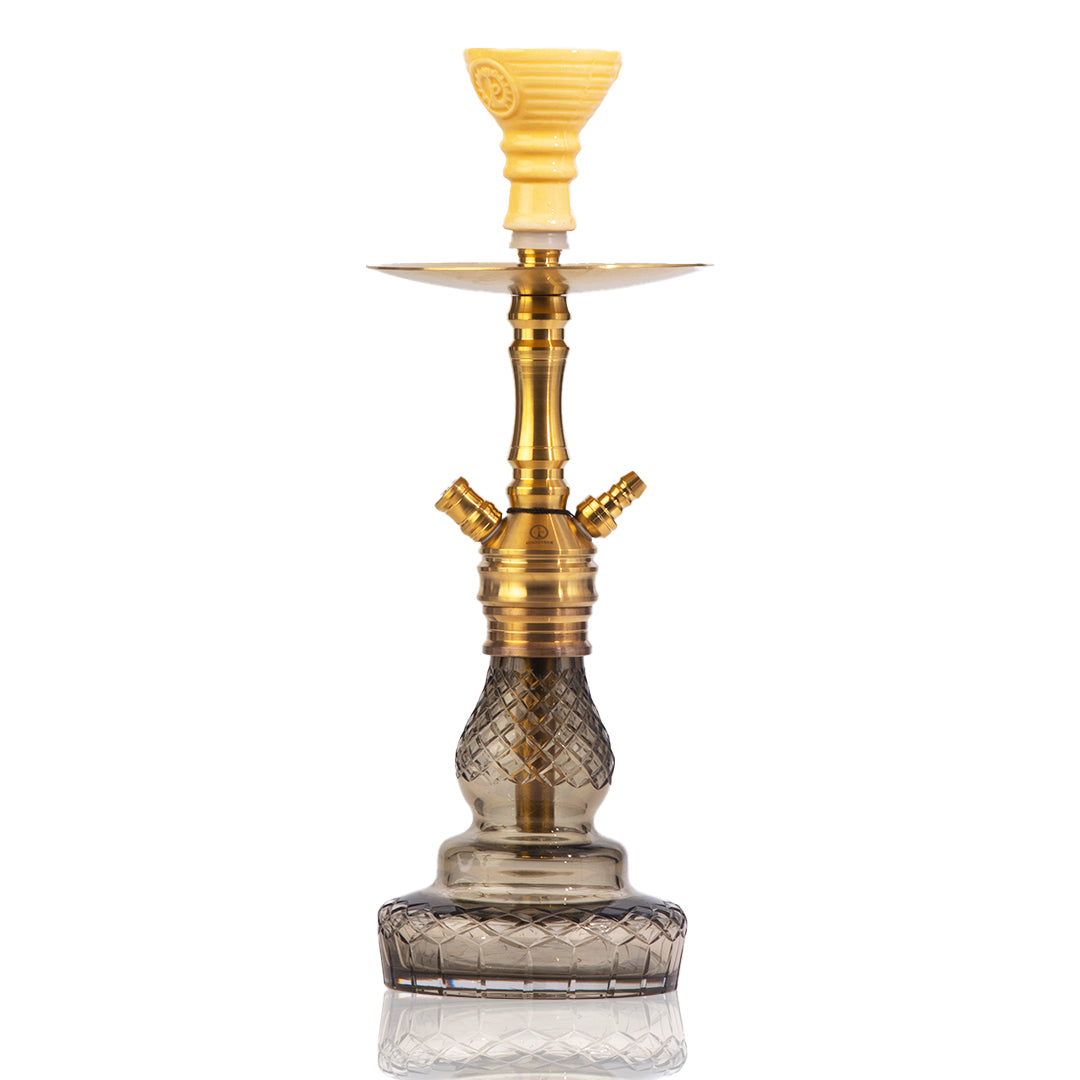 COCOYAYA VIP Lila Hookah - Golden Stem (Grey Base)