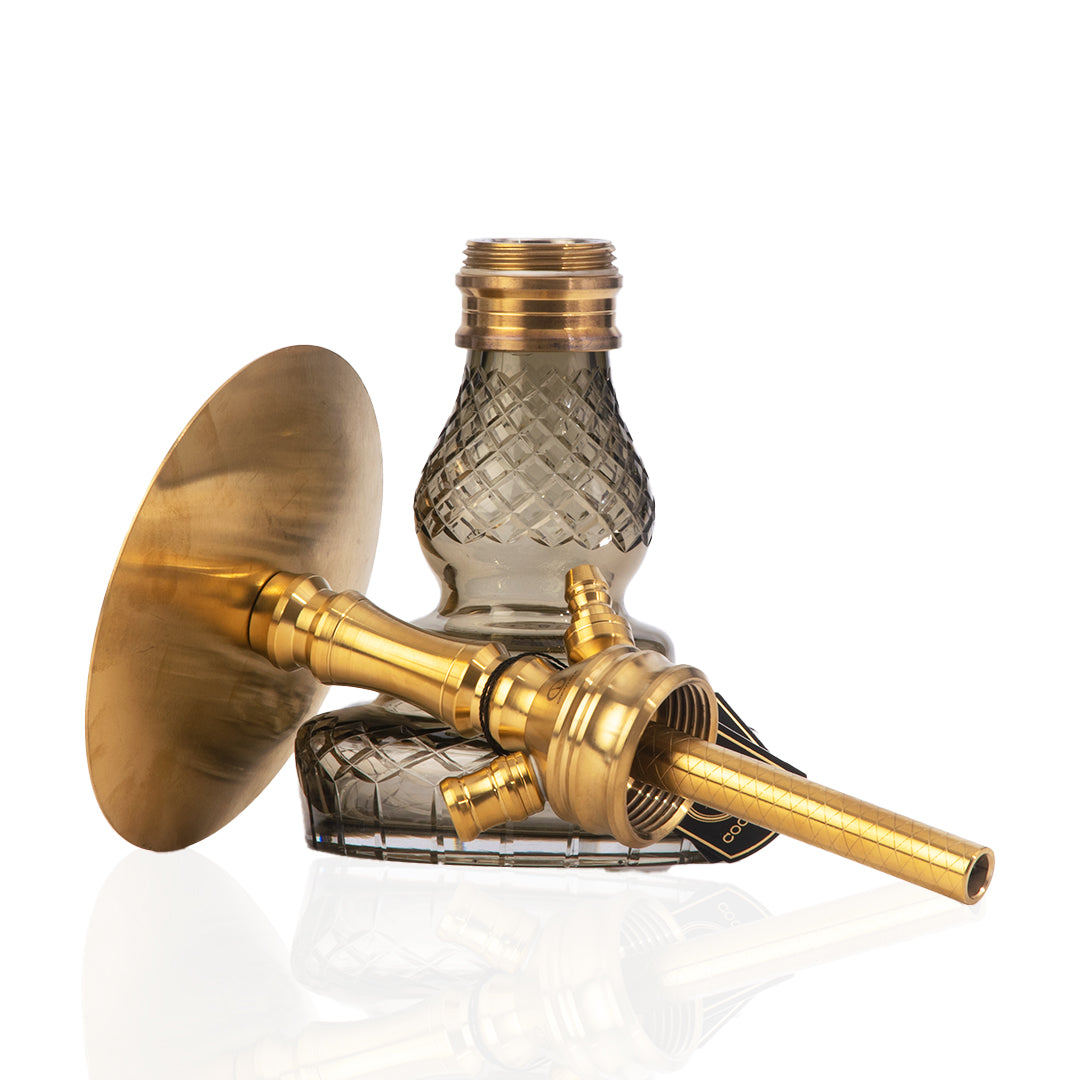 COCOYAYA VIP Lila Hookah - Golden Stem (Grey Base)