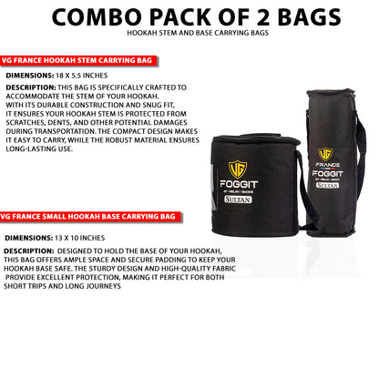 Combo Pack of 2 Bags - Hookah Stem and Base Carrying Bags