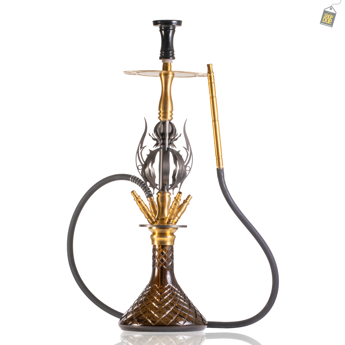 COCOYAYA Caesar 4 Pipe Hookah - Gold Stem / Brown Base