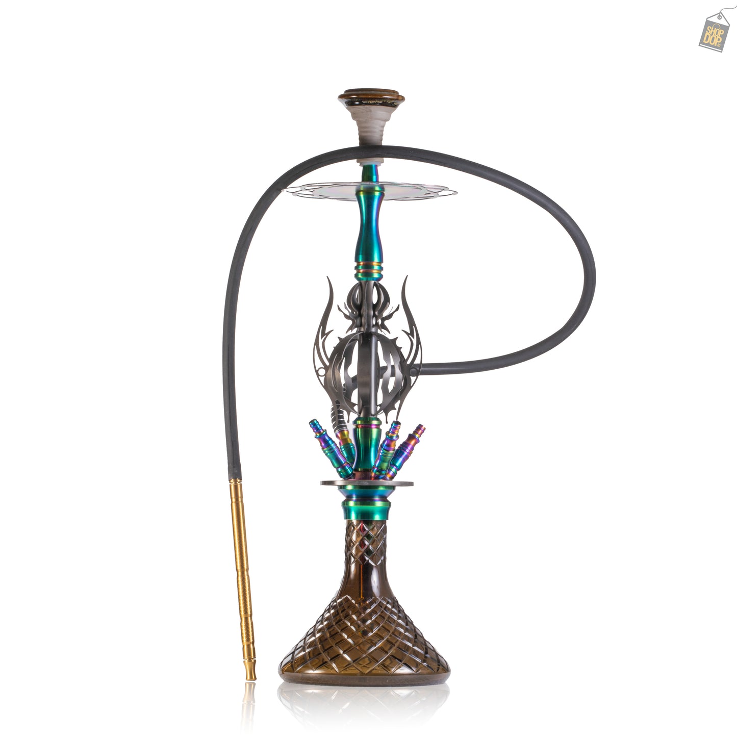 COCOYAYA Caesar 4 Pipe Hookah - Rainbow Stem / Brown Base