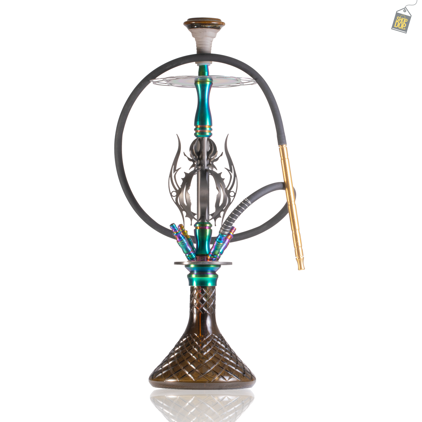 COCOYAYA Caesar 4 Pipe Hookah - Rainbow Stem / Brown Base