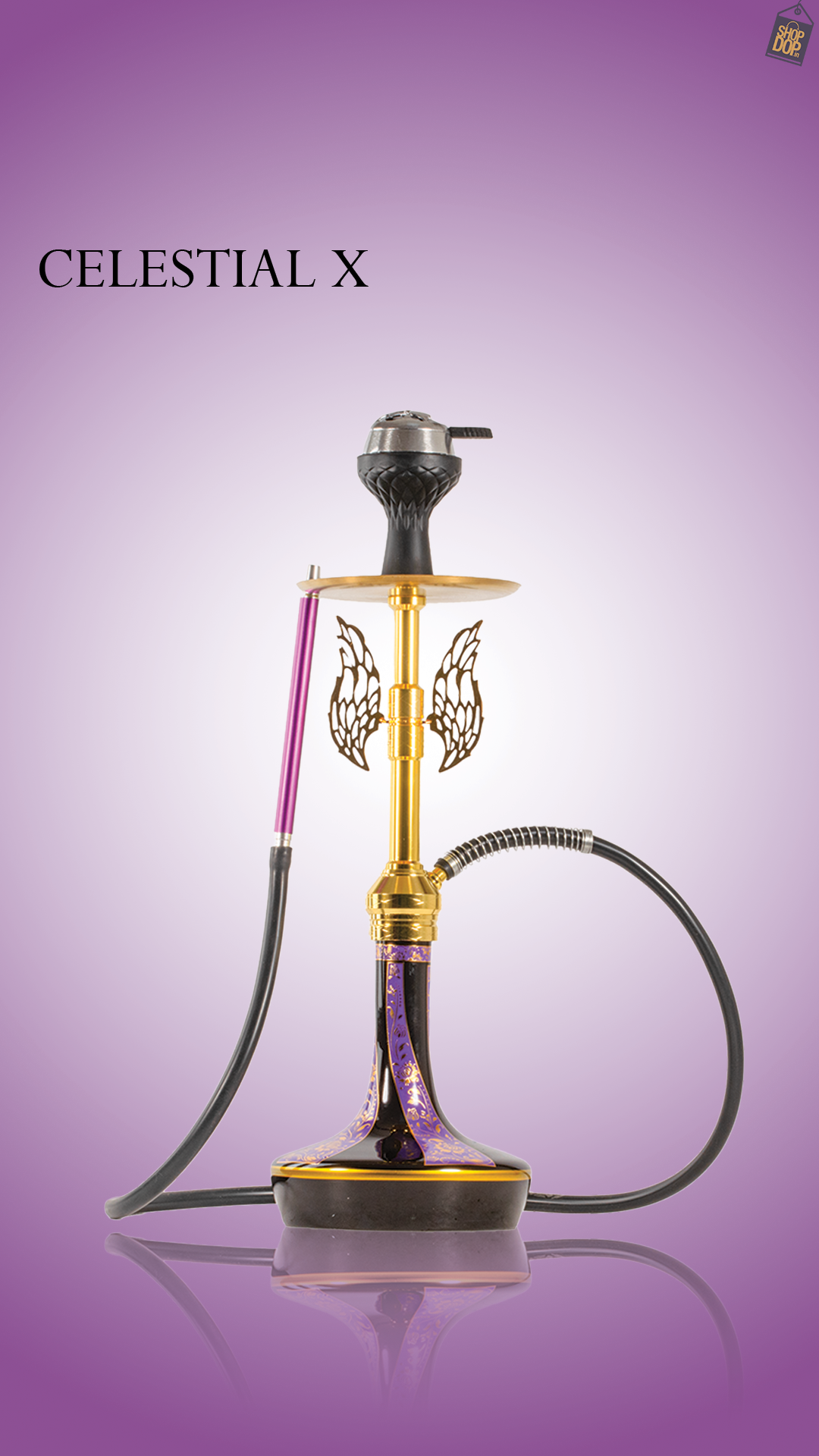 Celestial Hookah with Wings - Purple