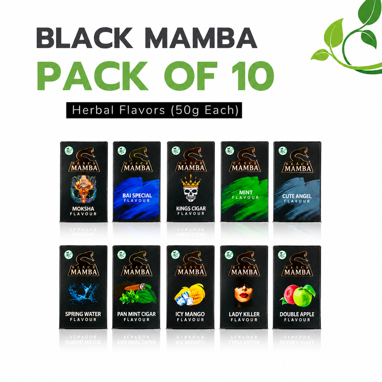 Combo - Black Mamba Pack of 10 Herbal Flavors (50g Each)