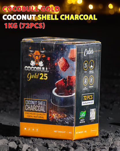 Cocobull Gold Coconut Shell Hookah Charcoal - 1kg (72pcs)