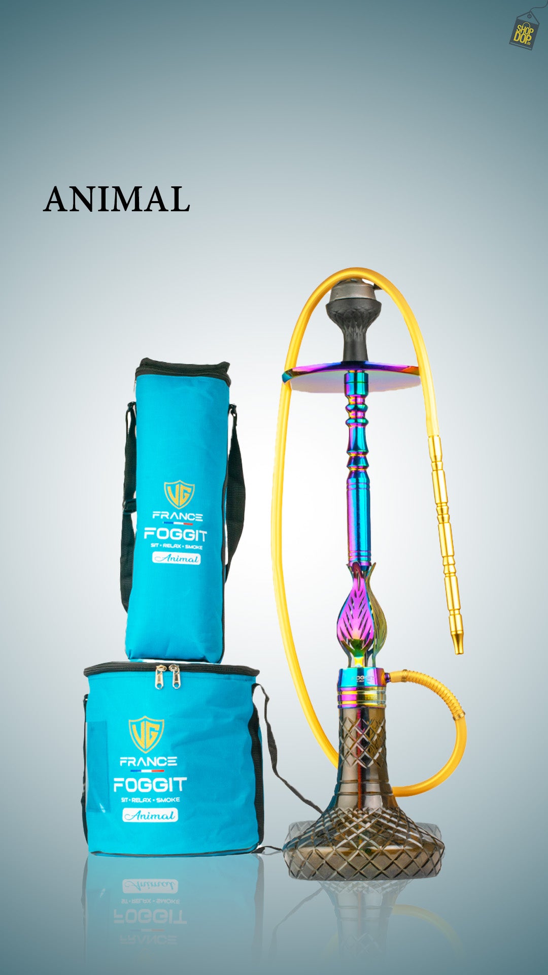 Animal Hookah with 2 Bags - Rainbow Stem / Black Base