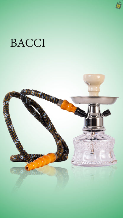 MYA Bacci Hookah - White Base / Black Stem (Black Pipe)