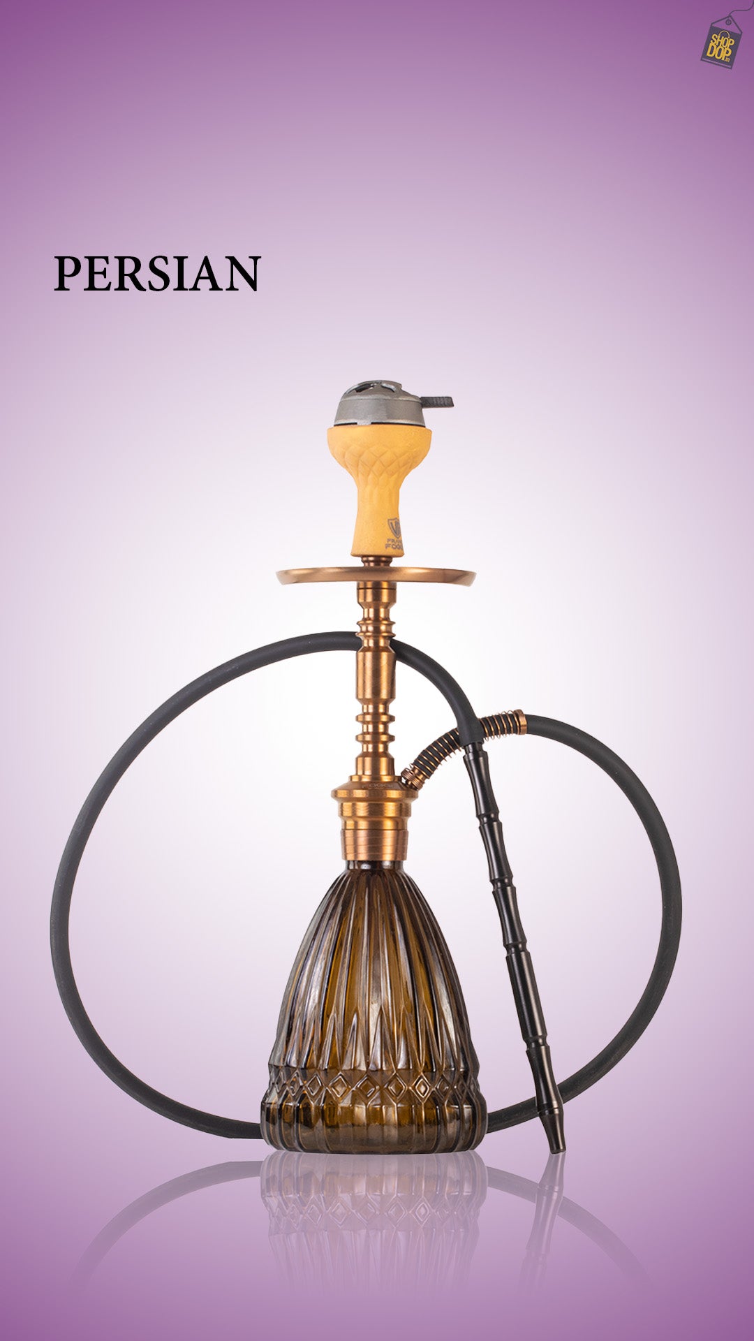 Persian Prism Hookah with Bag - Bronze Stem / Brown Base