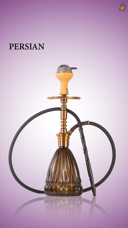 Persian Prism Hookah with Bag - Bronze Stem / Brown Base