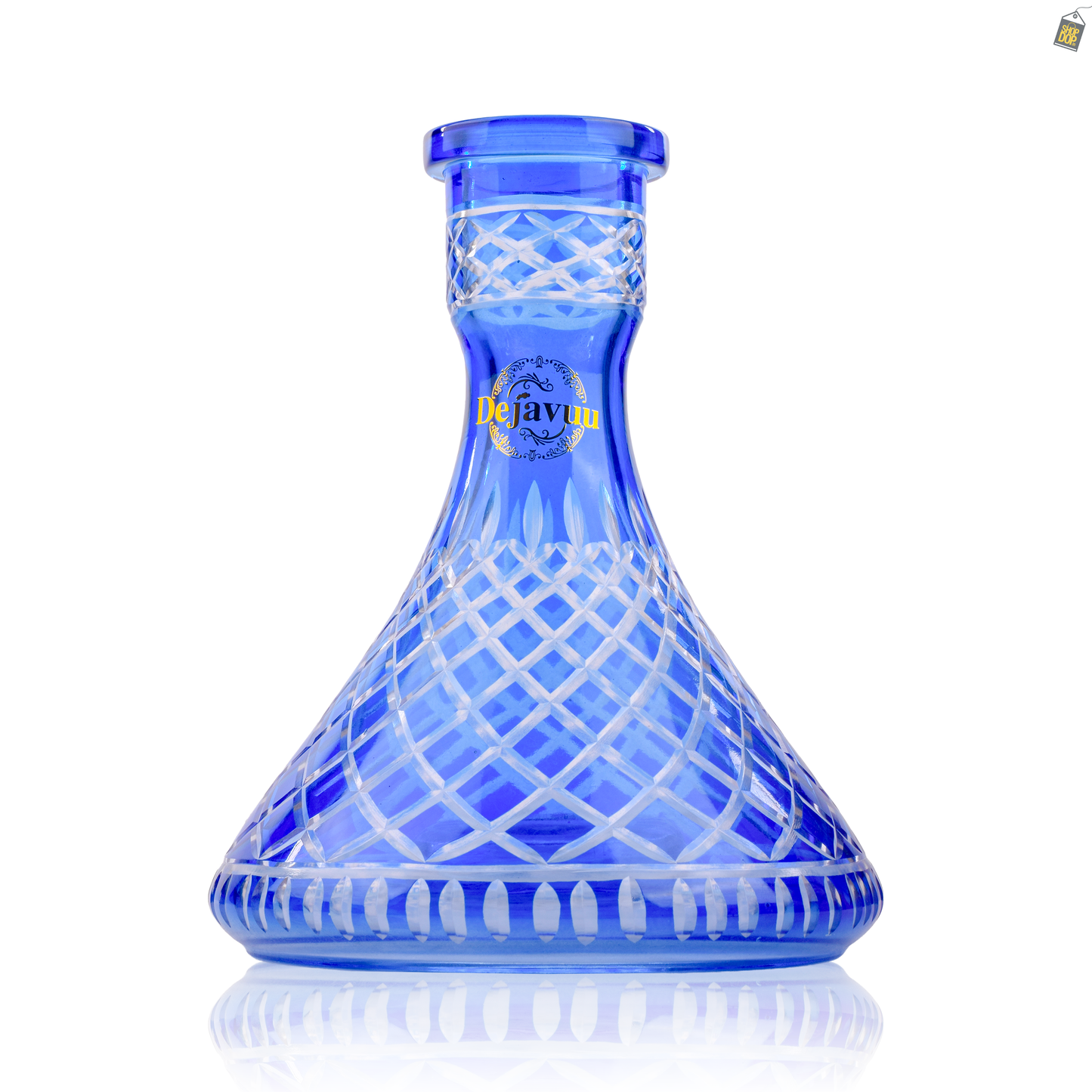 Cross Cut Hookah Glass Replacement Base - Blue (Rubber)