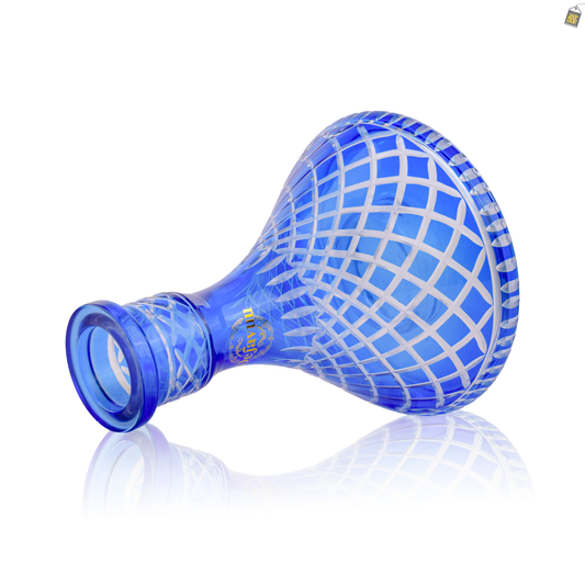 Cross Cut Hookah Glass Replacement Base - Blue (Rubber)