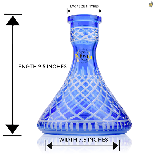 Cross Cut Hookah Glass Replacement Base - Blue (Rubber)