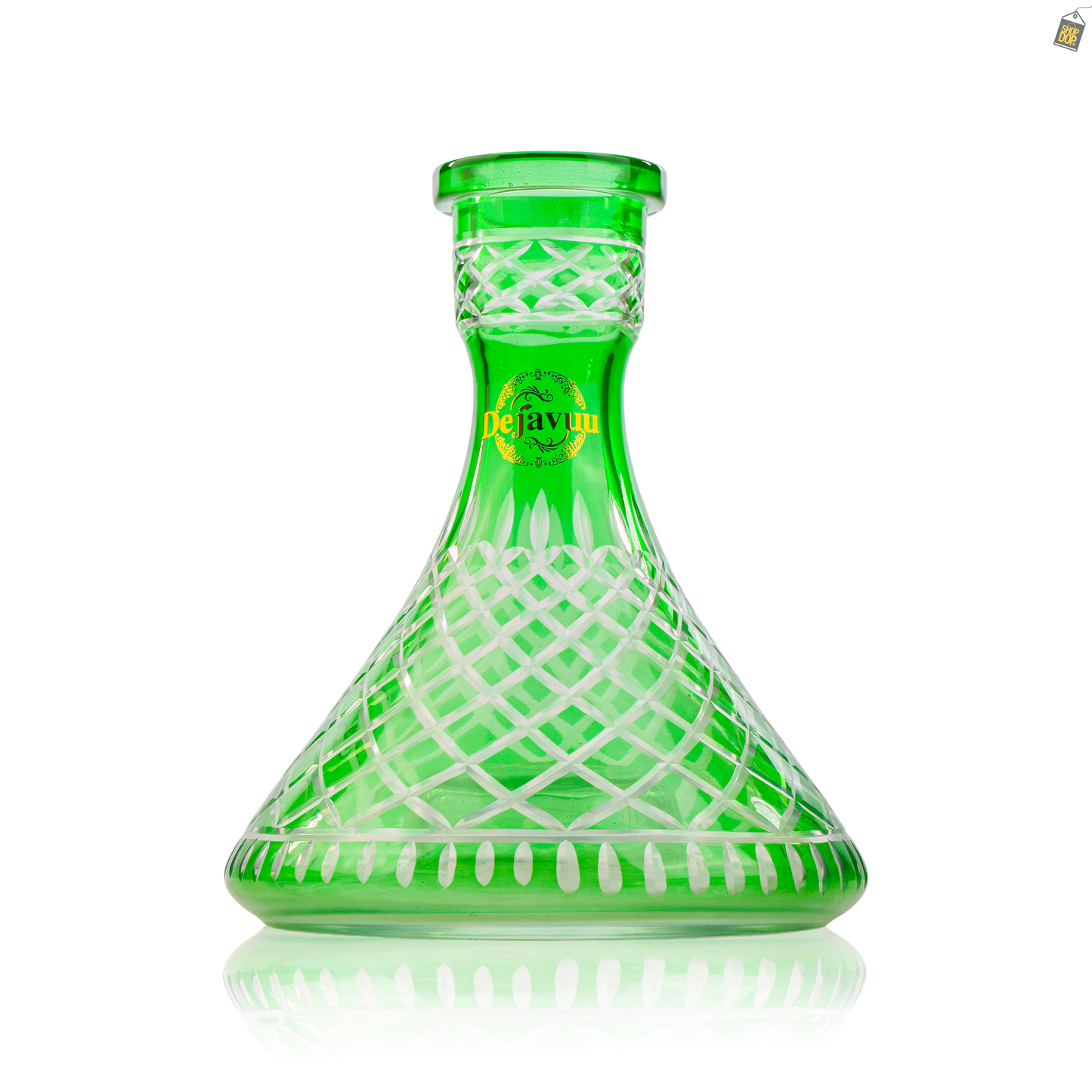 Cross Cut Hookah Glass Replacement Base - Green (Rubber)