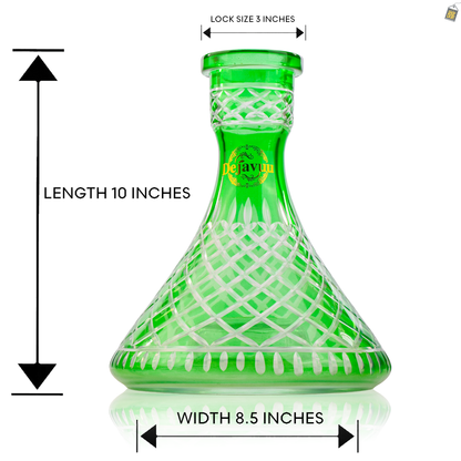 Cross Cut Hookah Glass Replacement Base - Green (Rubber)