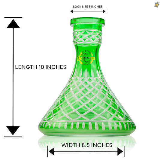 Cross Cut Hookah Glass Replacement Base - Green (Rubber)