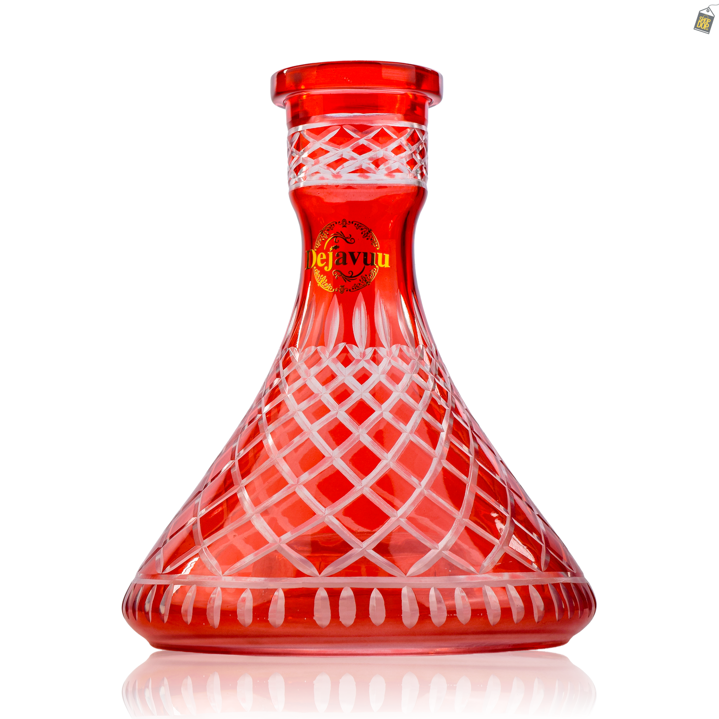 Cross Cut Hookah Glass Replacement Base - Red (Rubber)