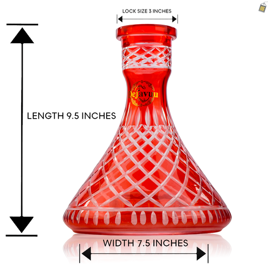 Cross Cut Hookah Glass Replacement Base - Red (Rubber)