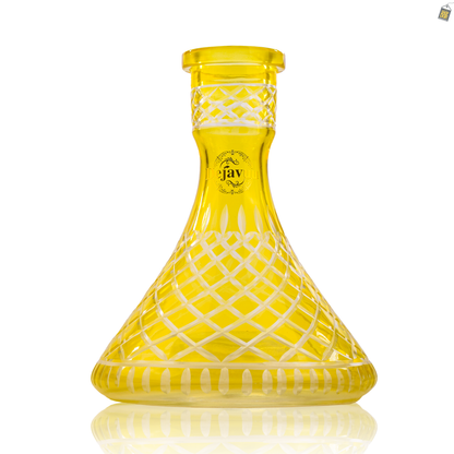 Cross Cut Hookah Glass Replacement Base - Yellow (Rubber)