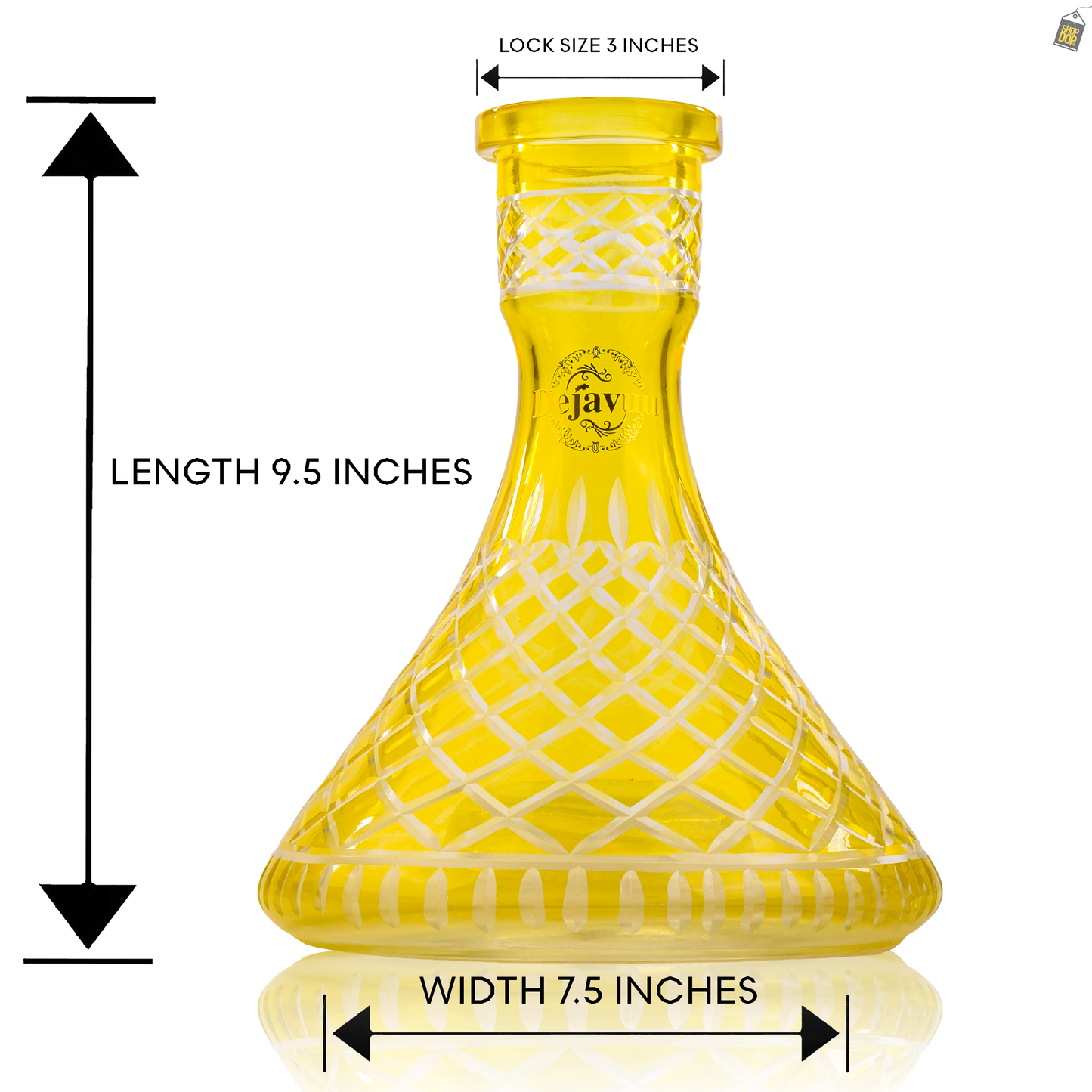Cross Cut Hookah Glass Replacement Base - Yellow (Rubber)