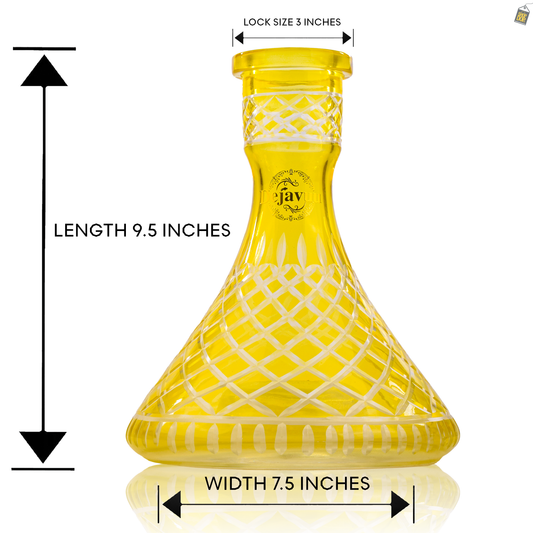 Cross Cut Hookah Glass Replacement Base - Yellow (Rubber)