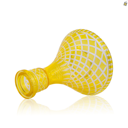 Cross Cut Hookah Glass Replacement Base - Yellow (Rubber)