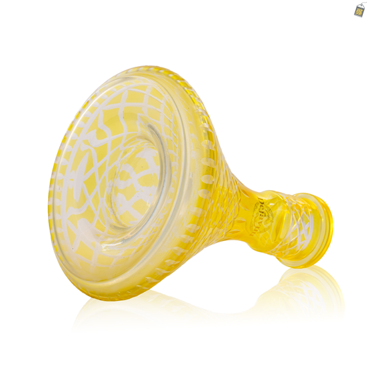 Cross Cut Hookah Glass Replacement Base - Yellow (Rubber)