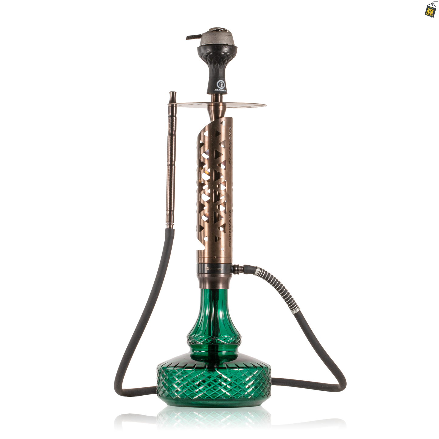 COCOYAYA Crucio Hookah (Ferro Series) with Bag - Bronze Stem / Green Base