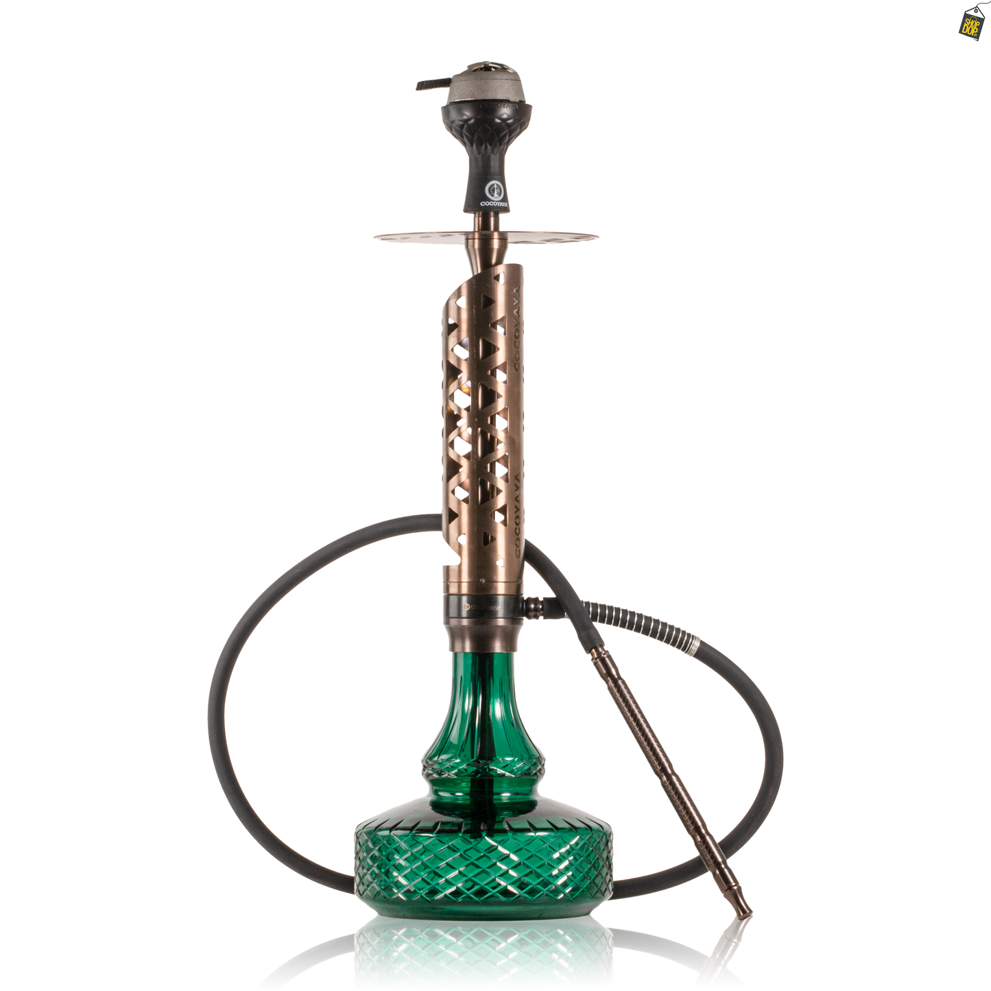 COCOYAYA Crucio Hookah (Ferro Series) with Bag - Bronze Stem / Green Base