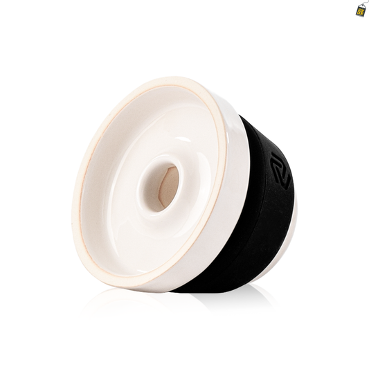 Dot Single Hole Ceramic Hookah Phunnel Bowl - Black