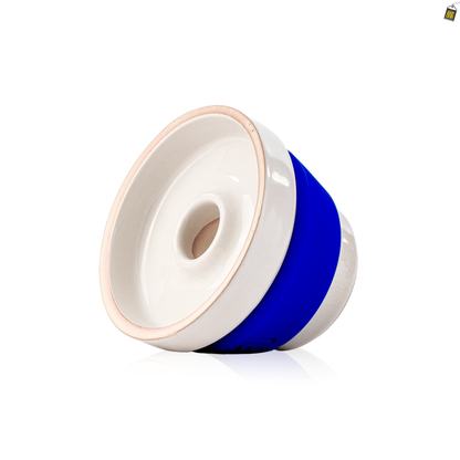 Dot Single Hole Ceramic Hookah Phunnel Bowl - Blue