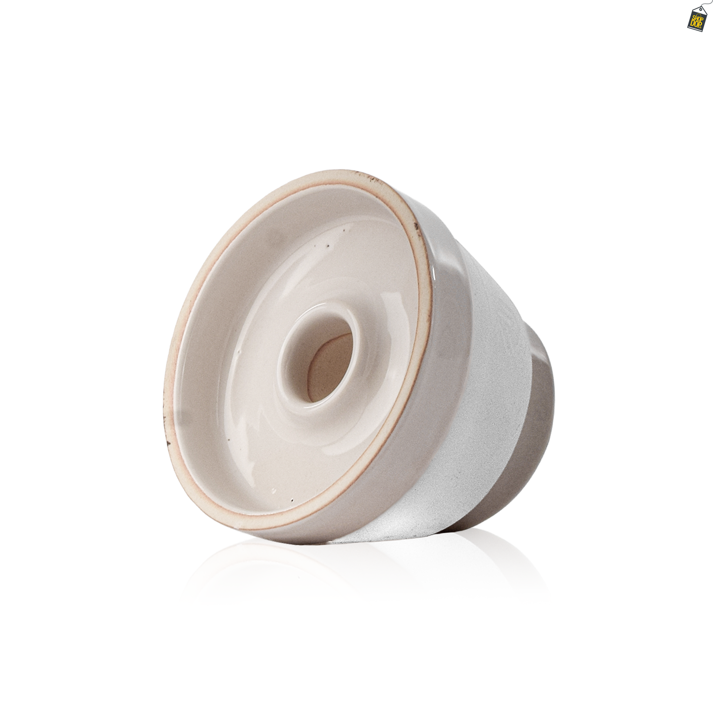 Dot Single Hole Ceramic Hookah Phunnel Bowl - White