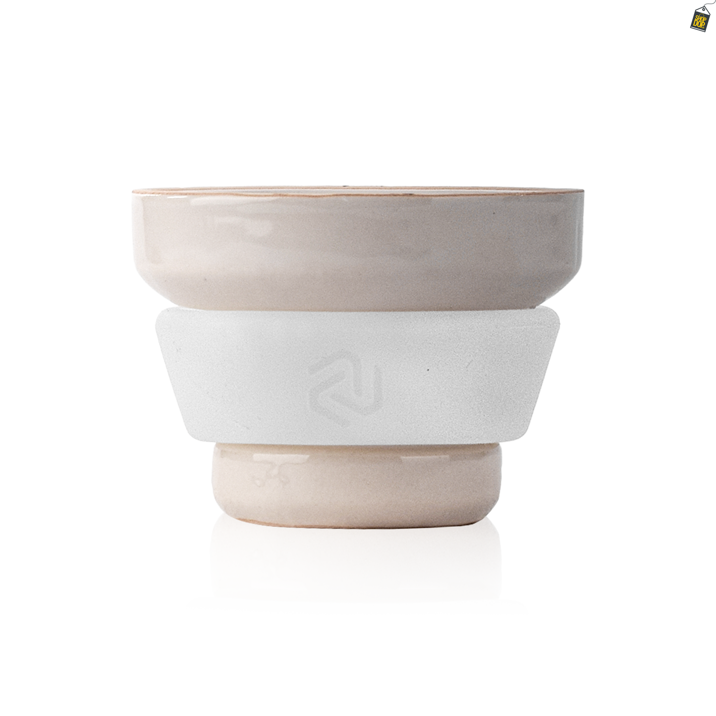 Dot Single Hole Ceramic Hookah Phunnel Bowl - White