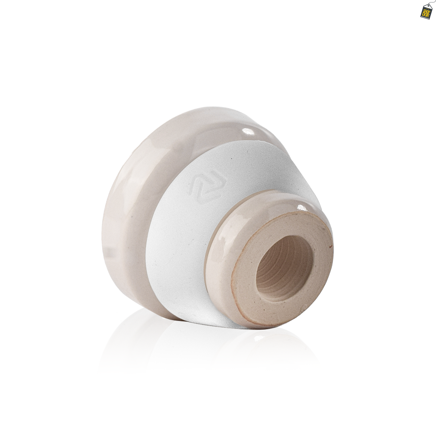 Dot Single Hole Ceramic Hookah Phunnel Bowl - White