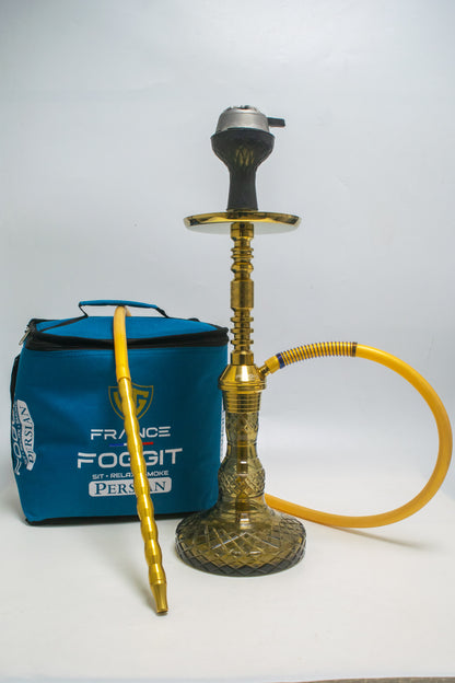 Persian Carafe Hookah with Bag - Gold Stem / Grey Base