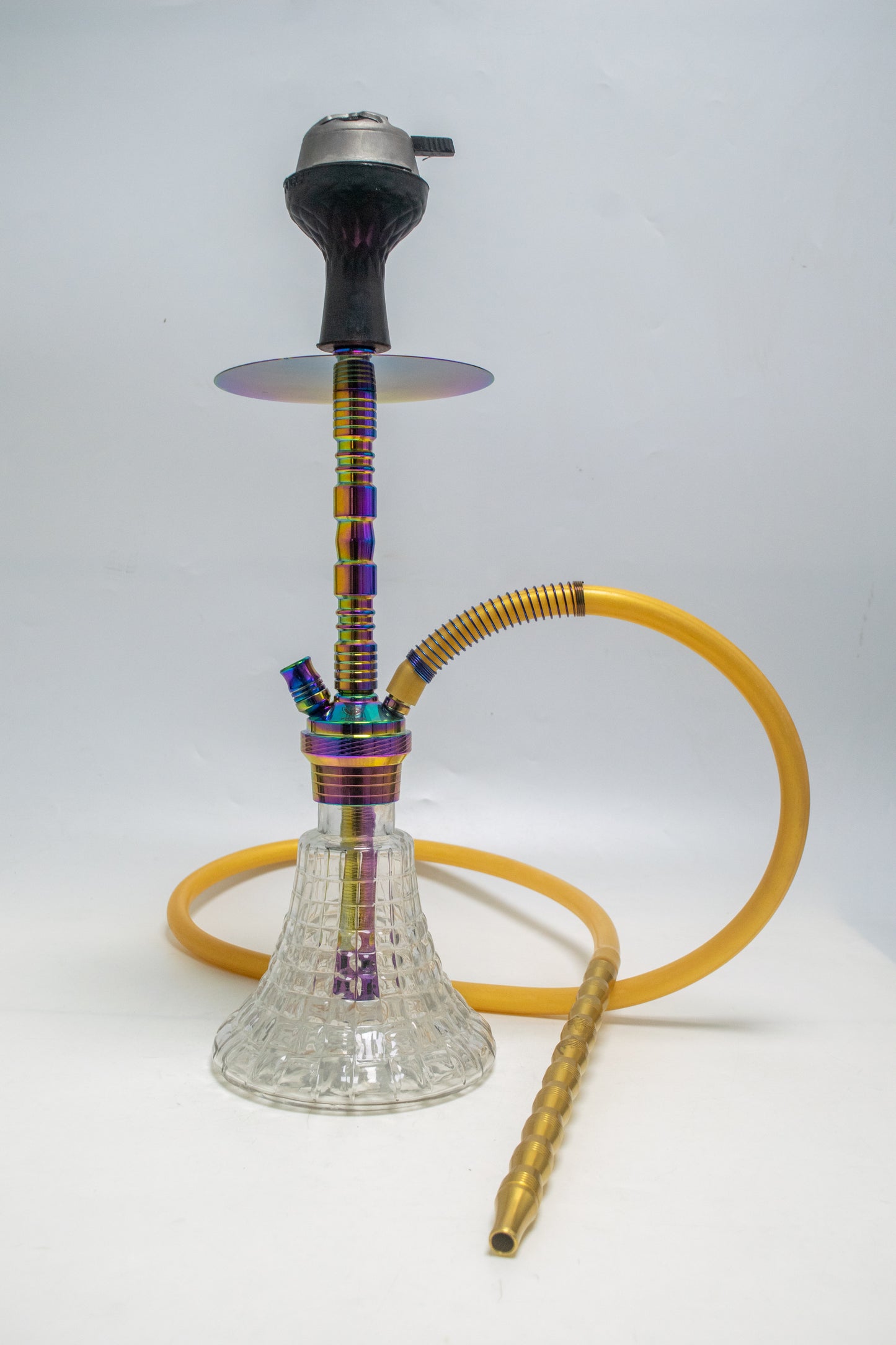 Fighter Hookah R4 - Rainbow Stem / Transparent Checker Base