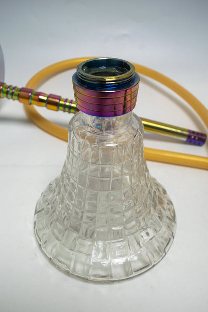 Fighter Hookah R4 - Rainbow Stem / Transparent Checker Base