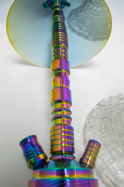 Fighter Hookah R4 - Rainbow Stem / Transparent Checker Base