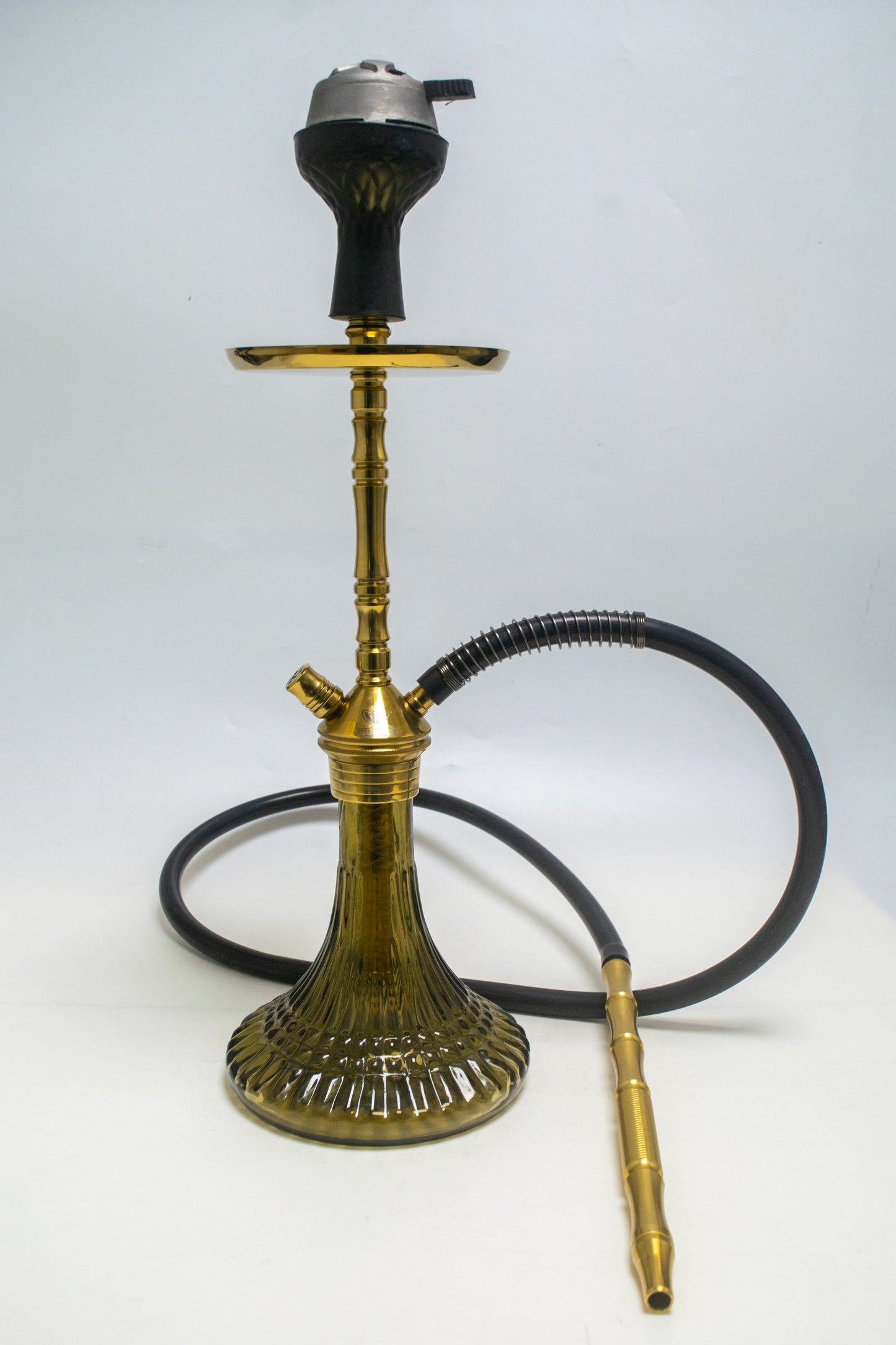 Fighter Hookah L3 - Gold Stem / Grey Line Base